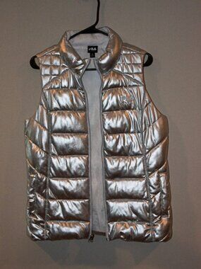 Fila Sports Puffer Vest Size Medium Metallic Silver